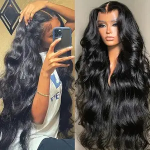 30 38Inch 13x4 Body Wave Lace Front Human Hair Wigs For Women Brazilian 100% Human Hair 13x6 HD Transparent Lace Frontal Wig PrePlucked Hairline Natural Black