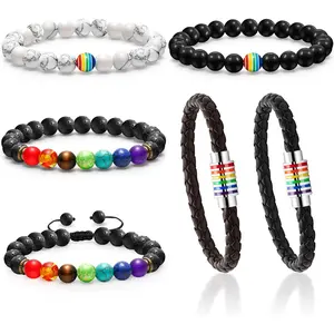 6 count Rainbow LGBT Pride Bracelets Gay Couple Beads Bracelets  Relationship Wristband for Women Men Gay Lesbian Bisexual Transgender  Accessories Wedding Gifts