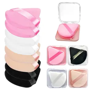 8PCS Triangle Powder Puff with 4 Travel Cases, Reusable Velour Makeup Puffs for Loose Powder & Foundation, Soft Blending Triangle Makeup Sponge for Setting Powder, Face Powder, Beauty Tools