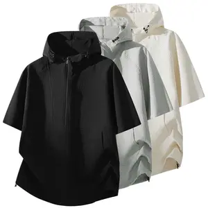New Summer Men’s Hooded Half-Zip Short Sleeve Top — Loose, Breathable Lightweight Quick-Dry Design for Outdoor Casual Sports & Running; Versatile Hoodie for Daily Commuting; Premium Quality T‑Shirt #SummerWins