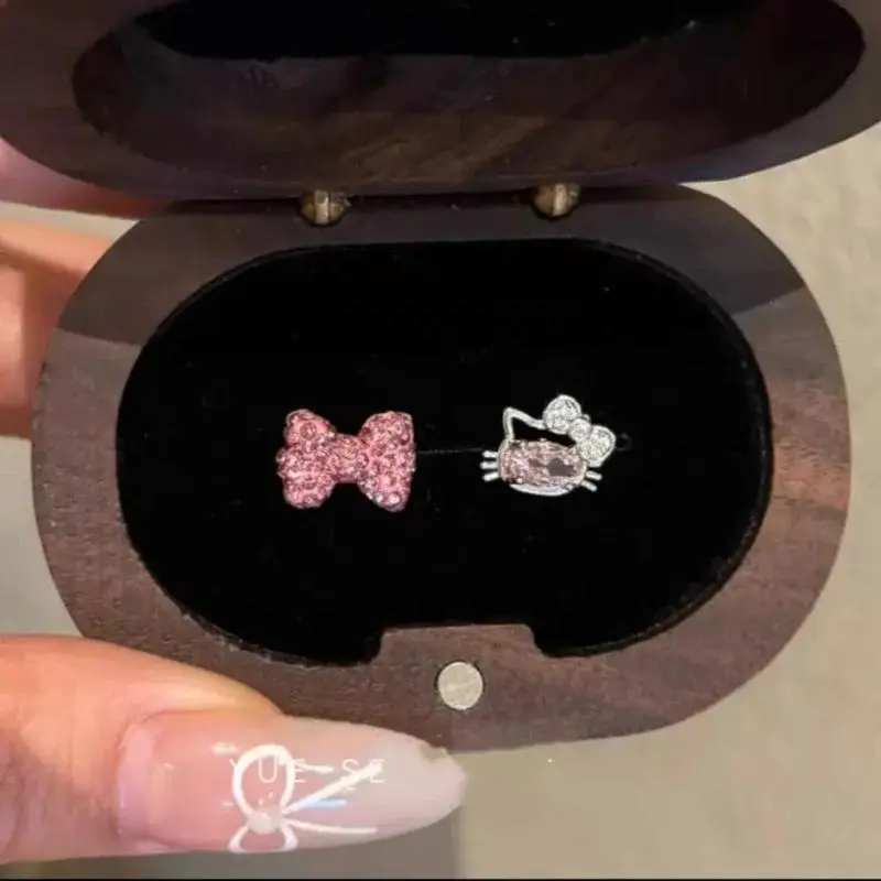 Cat Bow Earrings for Women, Single Cute Pink 316L Stainless Steel Cartilage Stud, Cochlea Piercing Costume Jewelry, Helix Piercing Earrings, Animal Motif Earrings