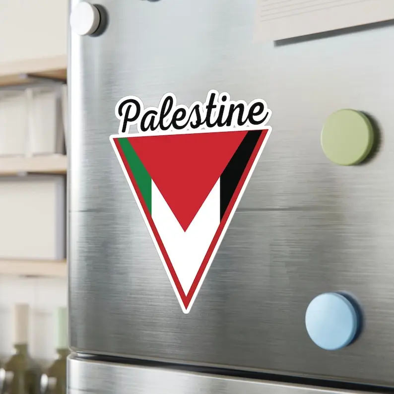 Palestine Flag Red Triangle Sticker, Kiss-Cut Vinyl Decal, Waterproof Car Window Sticker
