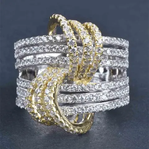 Elegant Artificial Zircon Decorated Ring, Fashion Accessories for Women for Party, Daily Clothing Decor, Trendy All-match & Exquisite Jewelry for Birthday Gift, Elegant Exaggerated Ring, Elegant Glittering Ring, Beautiful Rings