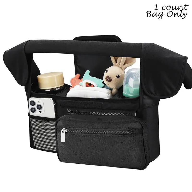 Stroller Storage Bag, 1 Count Multifunctional Diaper Organizer Bag, Newborn Baby Travel Essentials, Stroller Bag with Water Bottle Pocket, Home Organizer