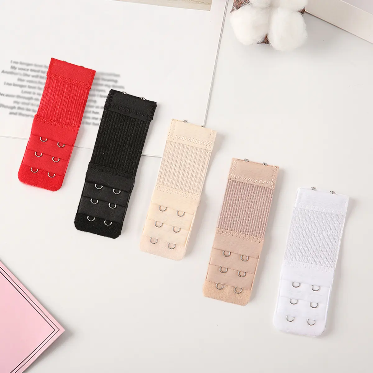 Women's Elastic Bra Extender Accessories, 4-Pack Soft 3-Row 2-Hook Reusable Strap Bra Extension Buckle for Pregnancy & Weight Gain, Bra Accessories