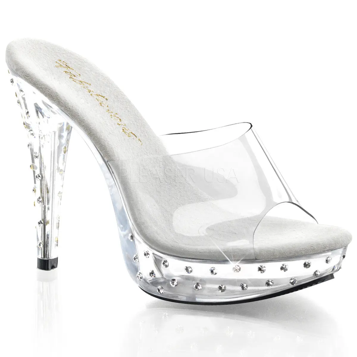 5 Inch Heel COCKTAIL-501SDT Clear Rhinestone Platform Women