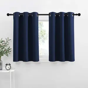 NICETOWN Blackout Valances Grommet Top Window Treatment Drapes for Kitchen Dining Room, 42" x 36", Navy Blue, 2 Panels