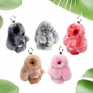 Handmade Rabbit Shape Bunny PomPom Keychain, Knitted Frosty Bunny Keychain, Cute Summer, Holiday & Birthday Gift for Car Bags Phones, Charm Accessory Pendant -- 18cm/7.09in (Without Tin Box) FallFreshness
