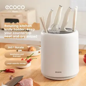 Rotating Knife Holder Counter Top Organiser, Multifunctional Design with Chopstick Tube, Large Capacity & Space-Saving Solution