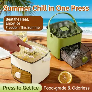 One Press Ice Cube Tray with Lid & Ice Storage Box, Odor-Free Easy Release Ice Mold, for Home, Dorm, Bar, Beach Party & Camping