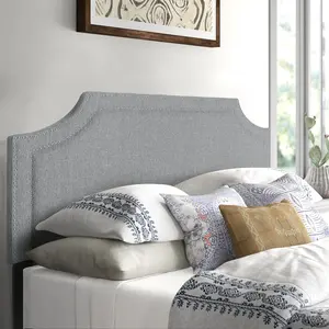 Adeco upholstered Queen Size Headboard-Fabric Headboard Panel for Queen Beds with Nailhead Trim,Adjustable Height from 48" to 52.5" box  bed