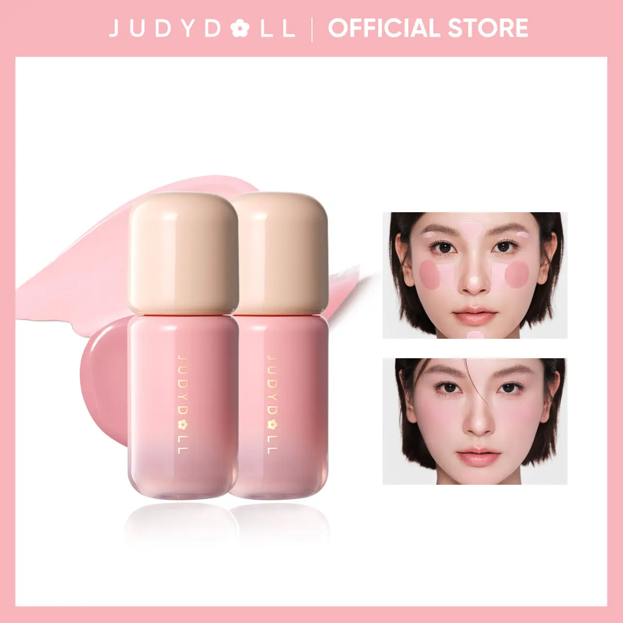 JUDYDOLL Liquid Blush Serum, Liquid Blush, Hydrating Serum Blush, Dewy Glow Finish, Lightweight, Clean Makeup, Long Lasting, Natural, Easy Blend with Brush Applicator, Soft Focus Cheek Color, Refresh Look, Summerwins