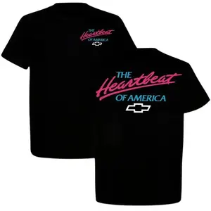 🎉   [100% Cotton] The Heartbeat Of America Chevy Tee, Retro Neon Style Tee, American Car Tshirt, Graphic Tshirt, Full Size, Full Color