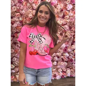 Disco Cowgirl Neon Pink Tshirt