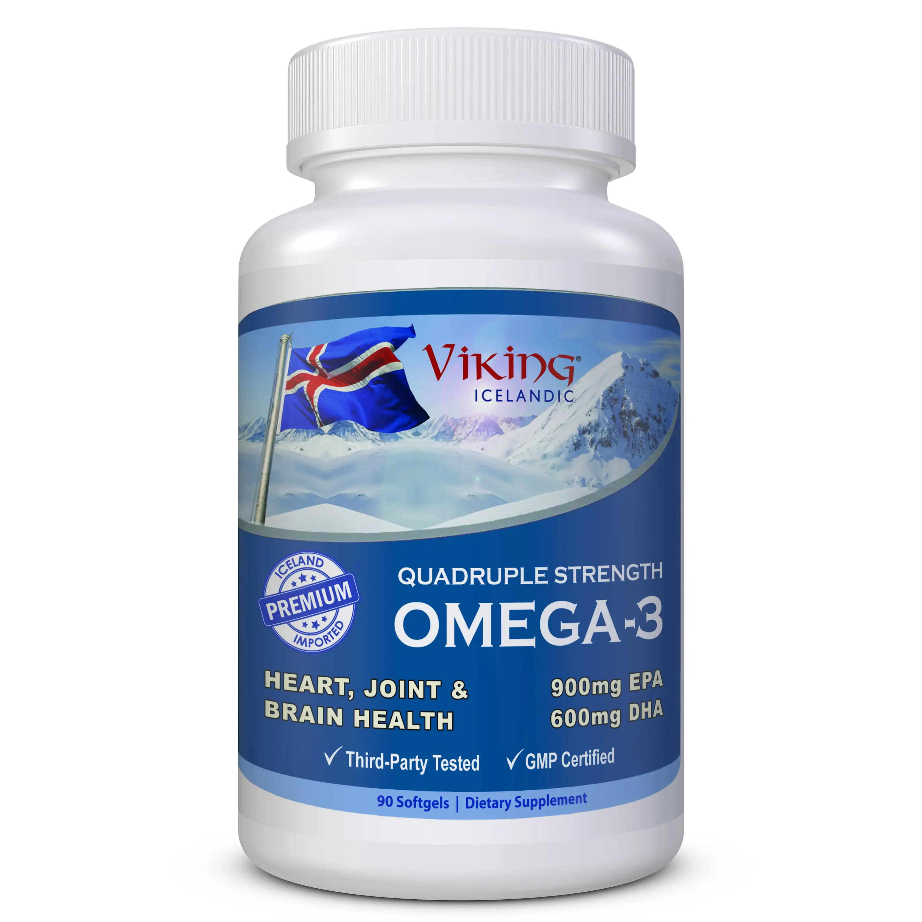 Viking Icelandic Quadruple Strength Omega-3 Healthcare Dietary Supplement Vitamin Brain