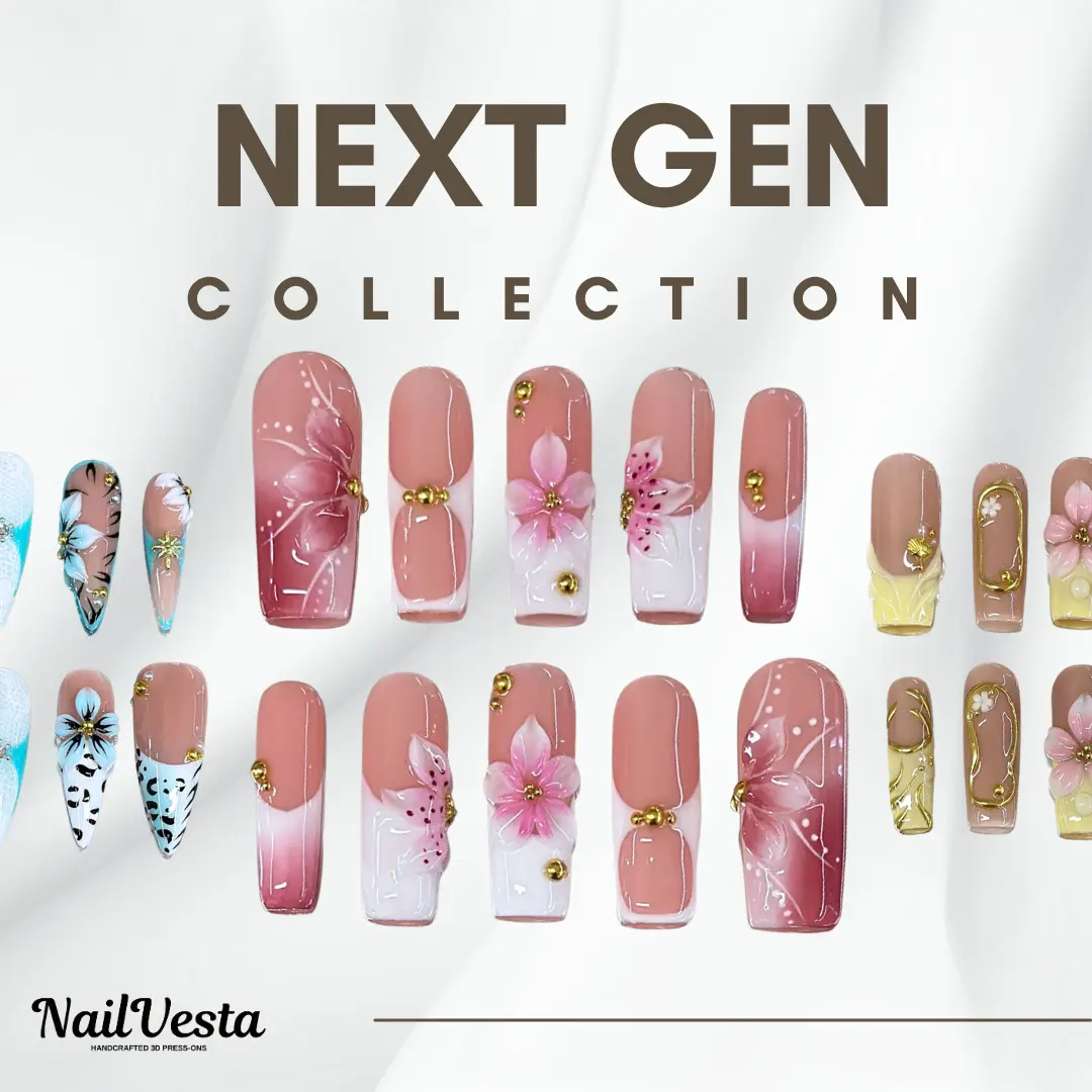 NailVesta Next Gen Collection – 100% Handcrafted 3D Press-On Nails | Reusable, Long-Lasting, Salon-Quality