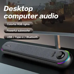 Computer speakers, HiFi stereo desktop soundbar, compatible with desktops, Mac, laptops, tablets, and monitors, Bluetooth 5.3, USB to Type-C interface, plug and play, RGB lighting gaming speakers