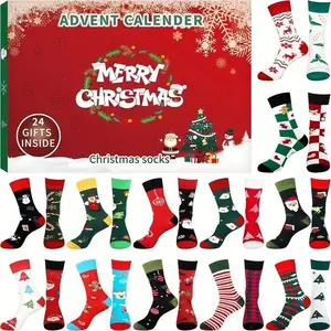 24pcs Sock Holiday Surprise Calendar, Christmas and New Year Countdown, 24-Day Gifts, No Power Needed, Durable Material