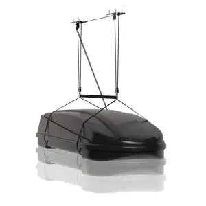 Heavy‑Duty Cargo Box Garage Pulley System, Ceiling Hoist Kit for 8–10 ft Ceilings, 150 Lbs Capacity with Dual Fixed‑Point Design, Adjustable Lifting Straps, Ideal Ceiling Mounted Storage Racks