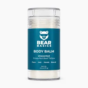 Bear Basics Grass-Fed Beef Tallow Body Balm – Unscented Multi-Use Moisturizer Stick for Face, Beard, Hair & Body, Made in Colorado
