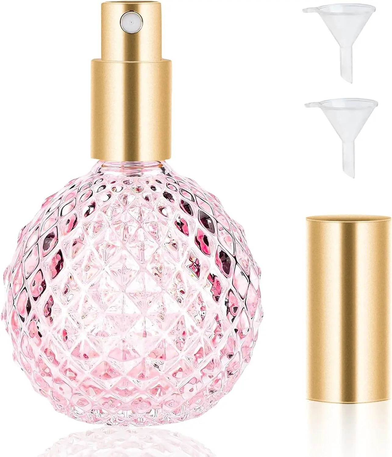 Pink Vintage Perfume Bottles Empty, 3.4oz 100ml Refillable Glass Perfume Atomizer, Reusable Travel Cologne Dispenser for Liquid Cosmetic Home Decor