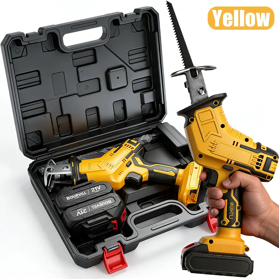 Cordless Reciprocating Saw Kit with 2 Batteries & 4 Blades, Variable Speed, One-Hand Operation, for Wood Metal PVC Cutting, Home & Garden DIY Tool