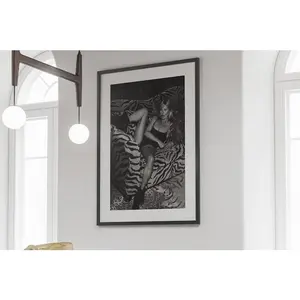 Kate Moss Leopard Print, Fashion Poster, Black and White Wall Art