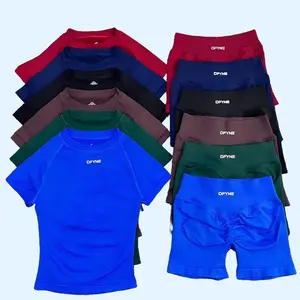 [With Logo] DFYNE Quick-Dry Compression Sport Set, suitable for fitness, running, cycling and yoga.Built with professional athletic performance for all-day comfort and skin-friendly wear.