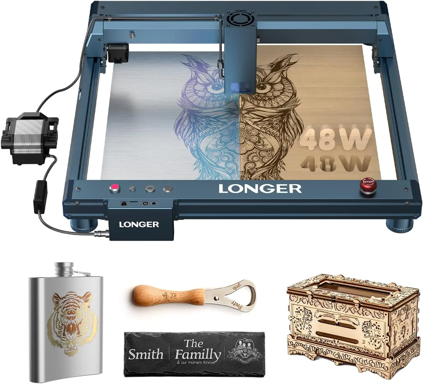 Laser Engraver with Auto Air Assist, 40W Output Power Laser Cutting Machine for Laser Engraving on Wood and Metal, Glass, Leather