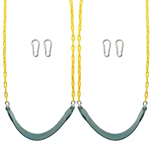 2PCS Swings Seats Heavy Duty with 66" Chain, Outdoor Playground Swing Set Accessories Replacement with Snap Hooks, Support 250lb