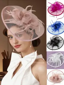 1Pc Ffascinators Hats For Women Fancy Tea Party Hats Elegant 1950s Kentucky Derby Hats Feather Hair Clip For Bride Wedding Party Birdcage Veil Headband Flower 1920s Headpiece For Horse Race Vintage Bridgerton Fedora Beret Hats 50s Outfit Church Hats Black