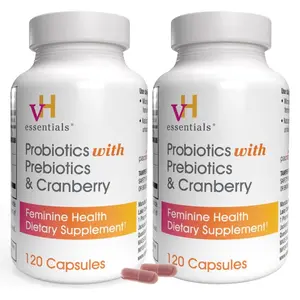 vH essentials Probiotics for Women with Prebiotics, Cranberry & Vitamin C – 120 Capsules -2 Pack – Vaginal Probiotics Support Gut Balance, Vaginal Health & Urinary Tract Health for Women