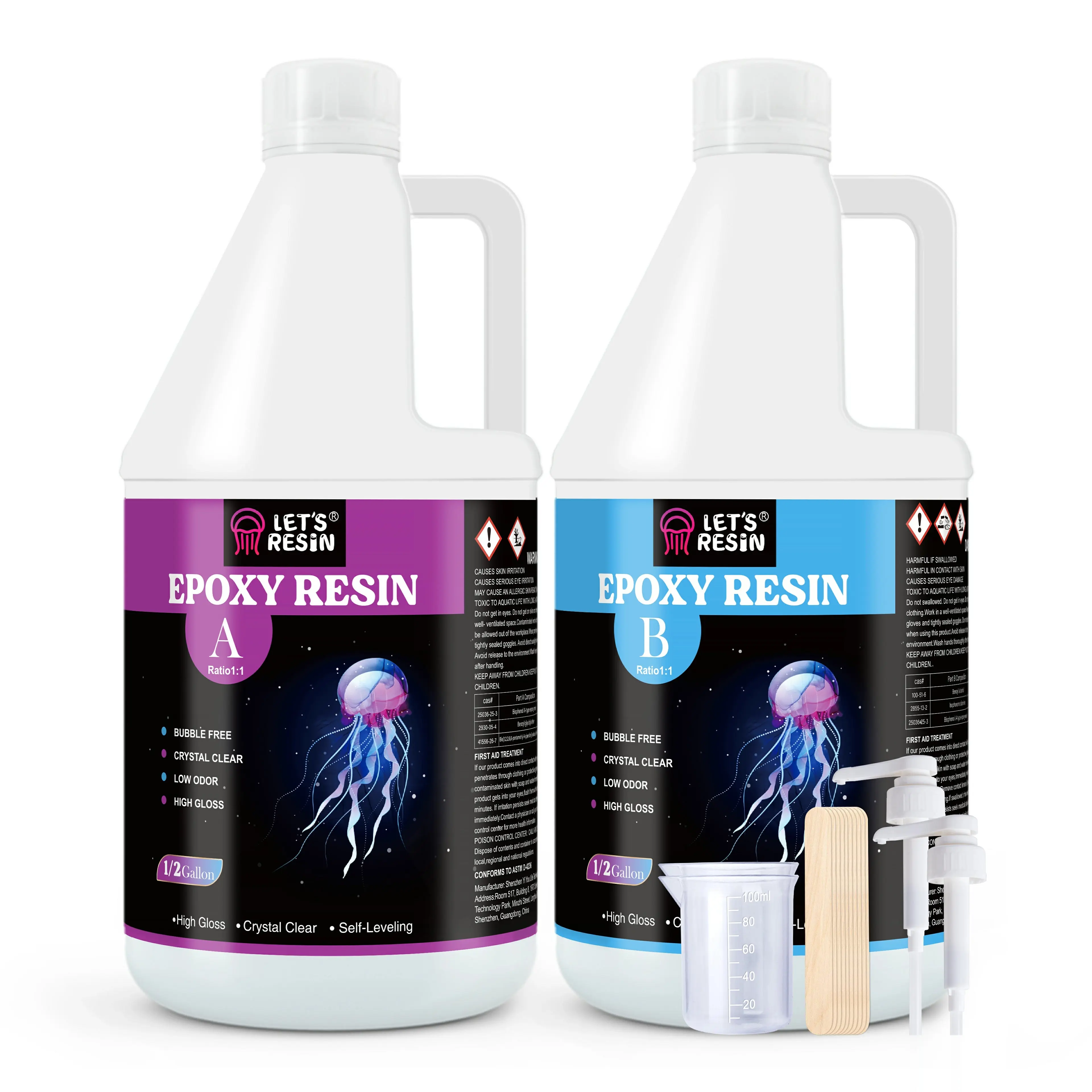 Epoxy Resin Kit, LET'S RESIN 64oz Bubble Free & Crystal Clear Epoxy Resin for Casting, DIY, Art, Molds,Jewelry（Including 32oz Resin + 0.5 Gallon Hardener）, Diy Projects, Beginners, Epoxy Resin Craft Kits - LET'S RESIN