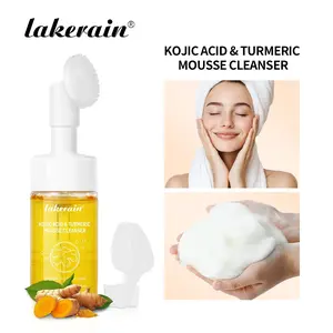 Turmeric Foaming Face Wash, Gentle Cleansing Mousse with Curcumin & Kojic Acid, Beauty Cleanser, Deep Cleanses Pores, Deep Pore Cleaning, Oil & Blackheads, Includes Massage Brush Head for Men & Women, Foaming Facial Cleanser