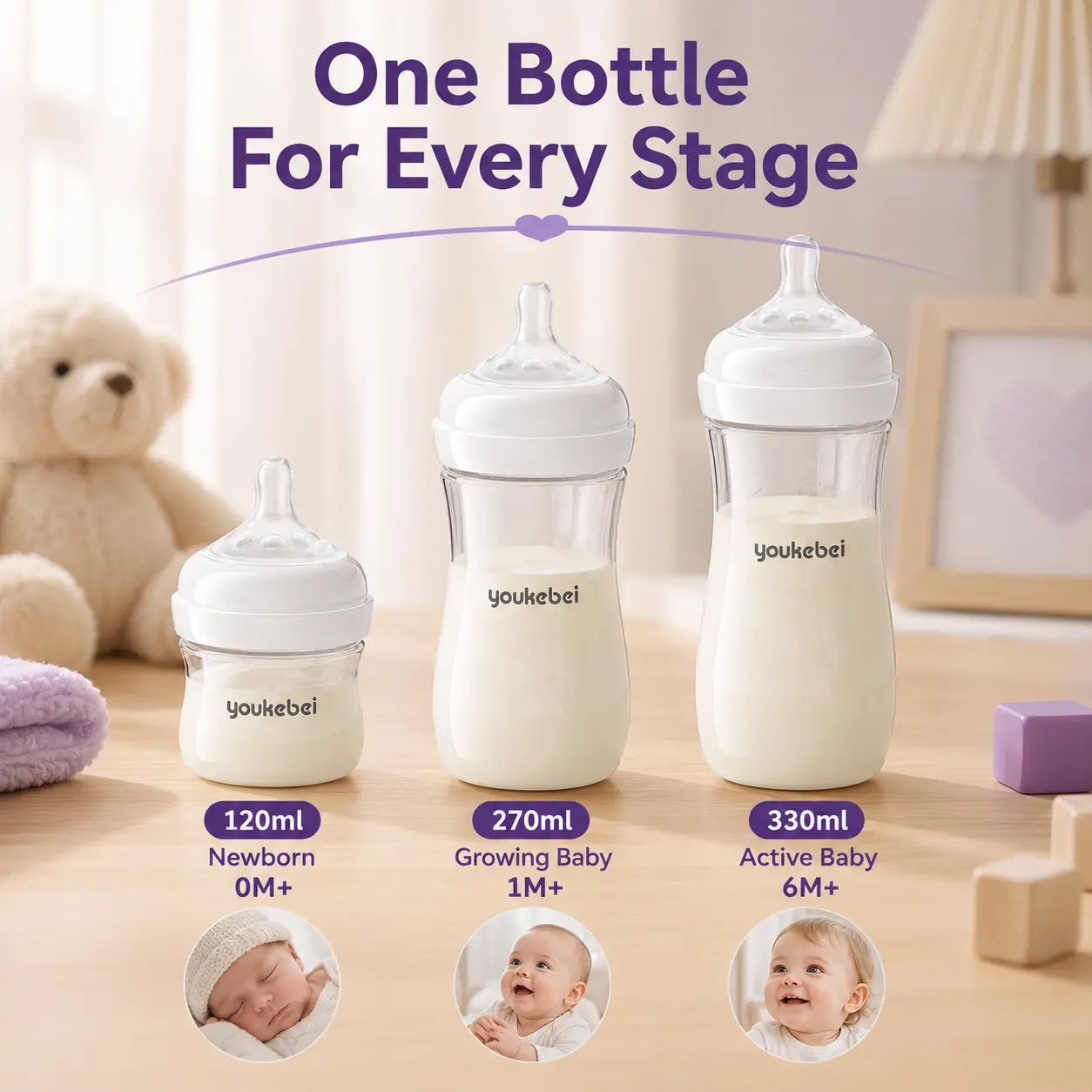 Anti-Colic Baby Bottles for Newborns, BPA-Free PP Feeding Bottles with Drop Resistant Design, Comfortable Nursing Bottles for Breastfed & Formula Fed Babies, Baby Shower Essentials