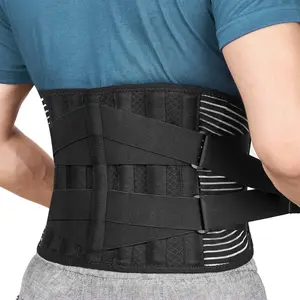 Back Braces for Lower Back Pain Relief with 6 Stays, Breathable Back Support Belt for Men/Women for work , Anti-skid lumbar support belt with 16-hole Mesh for sciatica(L) Healthcare Tool Black