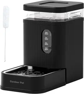 Garnder Pet Automatic Dog Water Dispenser with Stainless Steel Bowl, Large Capacity Gravity Dog Water Bottle with Filter, BPA-Free, No Noise, Stable and Spill-Resistant, Easy to Clean
