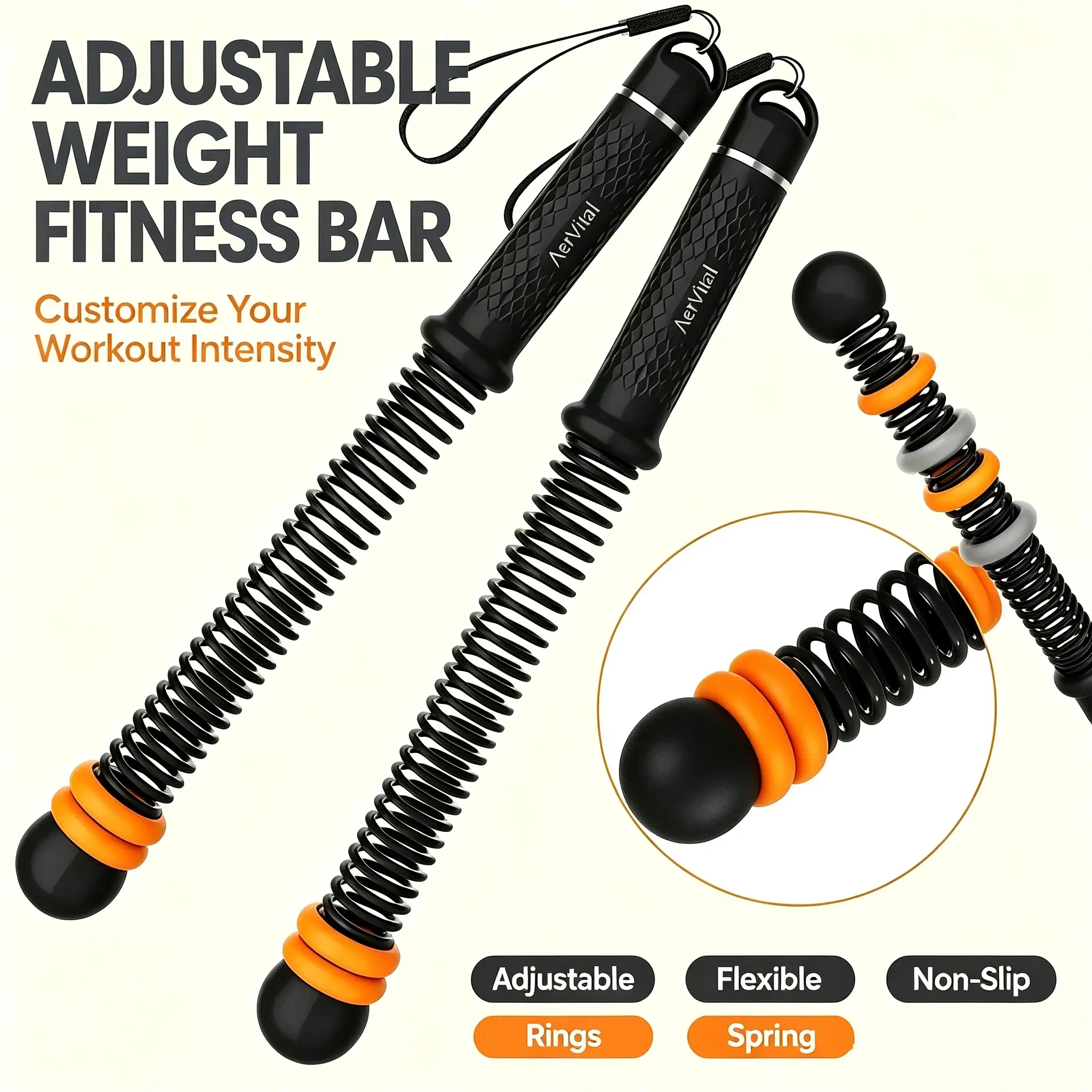 Weighted Exercise Rope - Compact Cordless Fitness Equipment with Easy-Grip Handles, Wrist Straps, Secure Fit, Easy to Carry Unisex Home Gym Kit for Resistance & Cardio Exercise