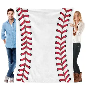 Classic Baseball Stitch Flannel Blanket Sports Throw with Authentic Baseball Seam Design – Ultra-Soft, Cozy, Perfect for Baseball Fans, Game Days, Man Caves, Bedroom Decor and Gifting to Sports Enthusiasts, Ideal for Year-Round Snuggling.