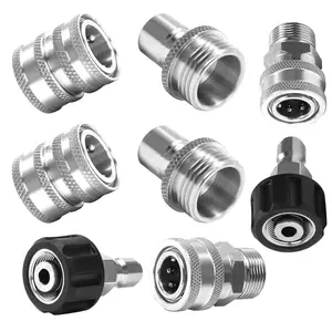 M MINGLE Cleaning Machine Adapter Set, Car Cleaning Kit, Car Wash Tool Accessories, Stainless Steel Quick Disconnect Kit, Pressure Washer Adapter Set with 4 Types of Connectors, Car Stuff, Tools, Car Wash Accessory, Car Wash Equipment