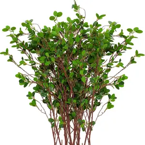Ramadan Olive Branch 5-Pack Artificial Greenery Stems – 43.3” Faux Ficus Branches with Eucalyptus Leaves for Home & Event Décor