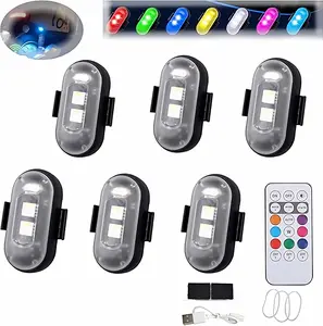 6PCS Wireless Led Strobe Lights with Remote Control ,Drone Strobe Light, RechargeableEmergency Lights,LED Anti-Collision Lights for Car, Motorcycle, Drone, Bike