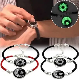 FASHION4U - 2pcs Luminous Sun Moon Braided Bracelets for Lovers Adjustable Couple Bracelets Fashion Valentine's Day Jewelry Girlfriend Gifts