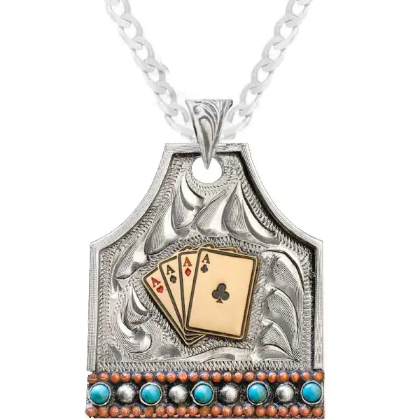 Ace Cow Tag Pendant, Western-Style Cowboy-Inspired Necklace, Cowboy-Inspired Necklaces