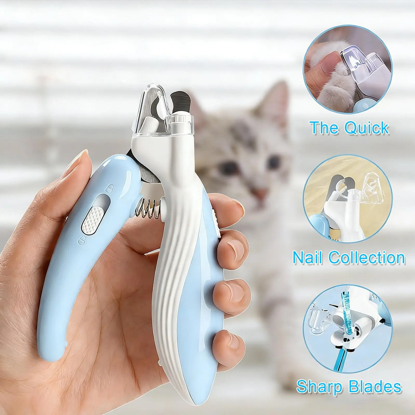 Professional Pet Nail Clipper with LED Illumination, Dog Cat Rabbit Claw Trimmer, Anti-Overgrowth Safety Guard, Stainless Steel Grooming Scissors