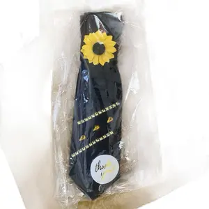 Designer Tie with Sunflower Design and Gold Accents for Stylish Outfits