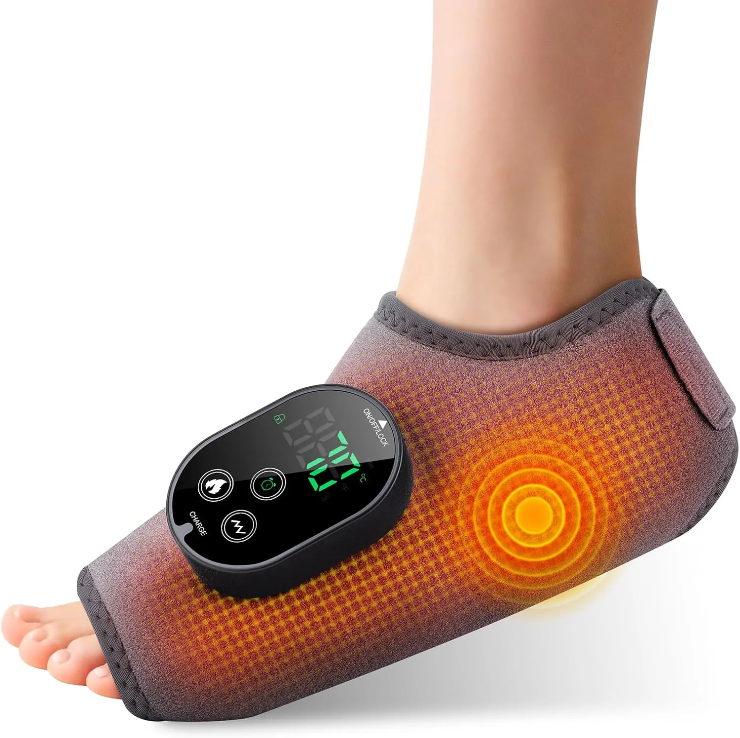 Cordless Ankle Massager for Pain Relief, Heated Foot Massager for Neuropathy, Foot and Ankle Massager with Heat, Ankle Heating Pad with Massage=, 6 Heats, 3 Massages, Single One