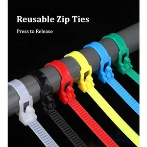 Reusable Colorful Nylon Cable Ties | Adjustable Releasable Zip Ties for Cable Management, Gardening & Home Organization,Outdoor