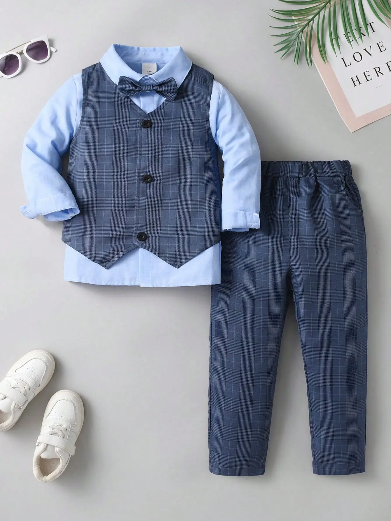 Boys Wedding Gentleman Outfit Set - Long Sleeve Shirt & Pants & Vest with Bow Tie 3Pcs Perfect for Holiday Parties 224042818 Suits Children Toddler Everyday Wear