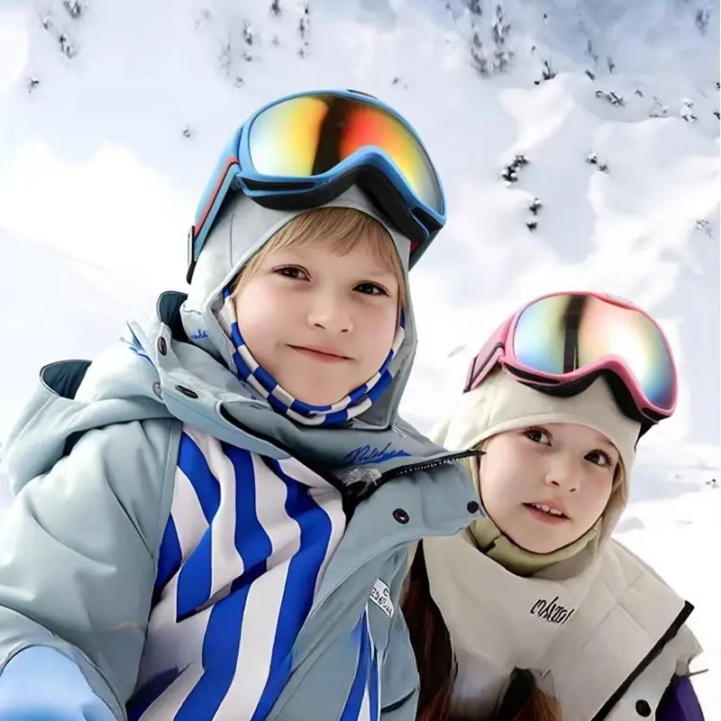 Kids' Colorful Coated Ski Goggles, Double-Layer Anti-Fog Outdoor Sports Eyewear, Windproof for Children's Skiing & Mountaineering, Outdoor Sports Glasses, Windproof Sports Eyewear